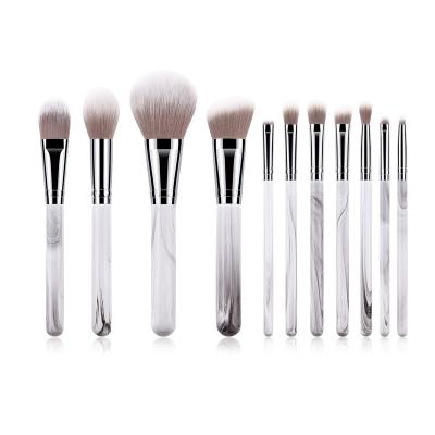 China Angular Blush Wood Handle 11pcs Brush Kit Face Powder Foundation Eye Shadow Brush Professional Cosmetics Set Brush for sale