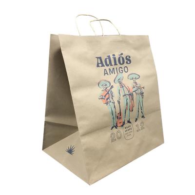 China Custom Recyclable Brown Kraft Paper Shopping Gift Recyclable Paper Bag With Twisted Handles for sale