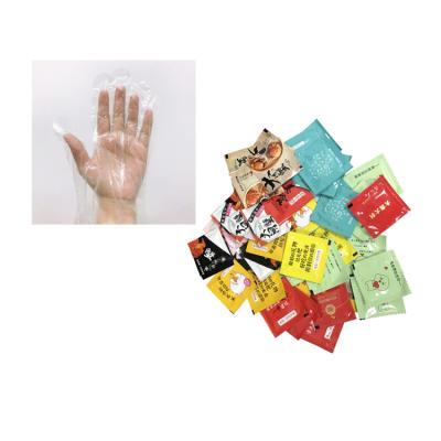 China 1 Pair Per Different Packet Disposable Gloves Food Grade PE Transparent Small Gloves For Humbeger Pizza Fries Crawfish for sale