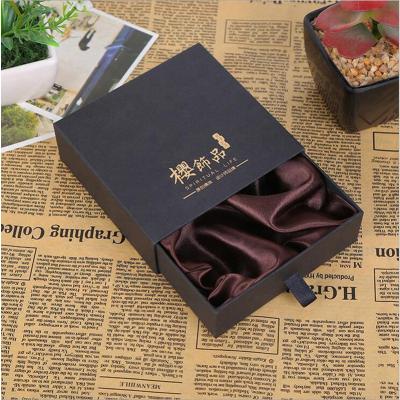 China Handmade Luxury Custom Logo Hard Cardboard Sliding Hair Extensions Packaging Drawer Gift Boxes With Satin for sale