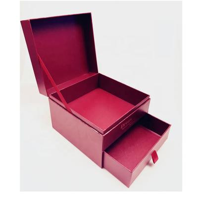 China Double Drawer Gift Box Two Compartment Handmade High Quality Rigid Luxury Cardboard Layer Packaging for sale