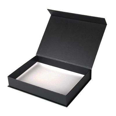 China Handmade Luxury Black Book Shaped Cardboard Gift Box Rigid Custom Printed Paper Clamshell Magnetic Gift Box for sale