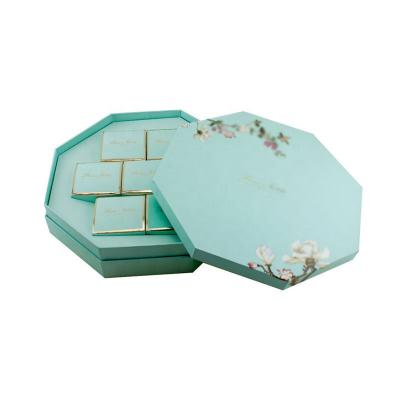 China Handmade Custom Foil Stamping Logo Two-Piece Grass Green Face Cream Packaging Octagon Shaped Gift Boxes for sale