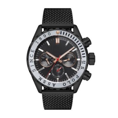 China Alibaba China Chronograph Watches Three Eyes Logo Chronograph Wristwatch Quartz Watch Black Mens Sport Custom Made Watches for sale