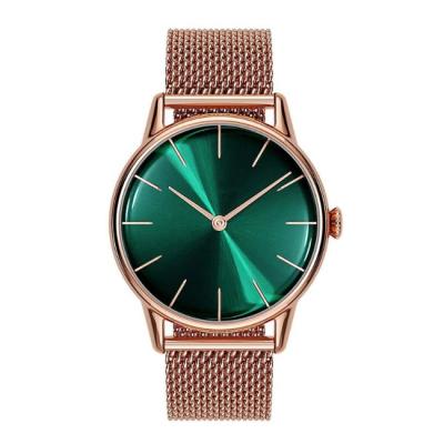 China Custom Water Resistant Women Watch Simple Mesh Watch Strap Quartz Wristwatch Female Green Gold for sale