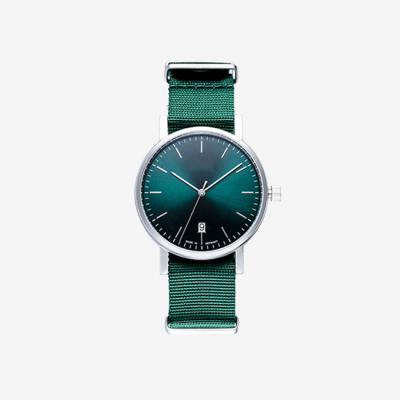 China Simple Day/Date Fashion OEM Men's Watch With Green Nylon Dial for sale