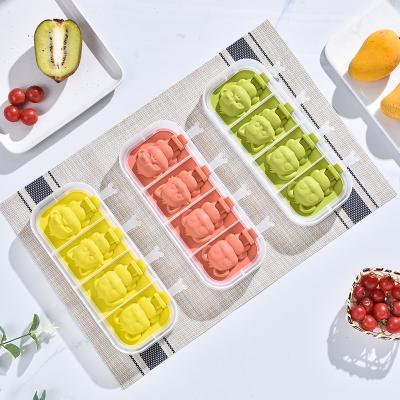 China Sustainable Homemade Popsicle Molds Animal Shape Flexible Silicone Popsicle Molds Reusable DIY Silicone Popsicle Ice Cream Mold With Lid for sale