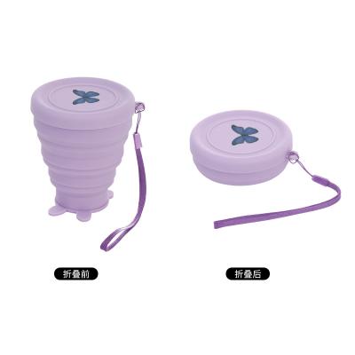 China Color logo camping camping cups silicone portable eco-friendly portable collapsible cup outdoor viable cup with lids for sale