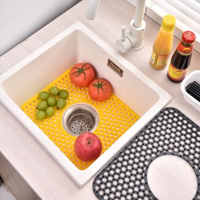 China Wet and Dry Silicone Sink Pad Kitchen Sink Divider Mat Silicone Kitchen Sink Faucet Basin Mat Viable Drainage Mat for sale