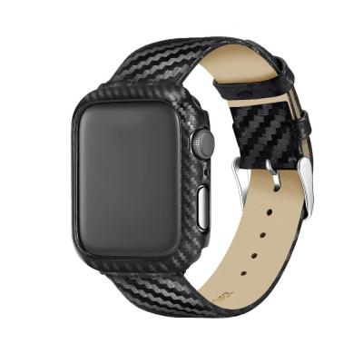 China Fanshion Interchangeable 44mm Carbon Fiber Watch Band Replacement 38mm 40mm 42mm For Apple Watch Band Leather for sale