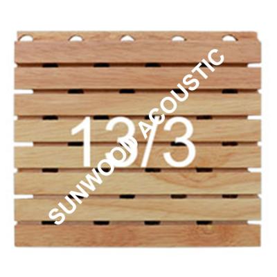 China Sound Absorbing Natural Wood Veneer E1 Timber Grooved Acoustic Wall Panel for sale