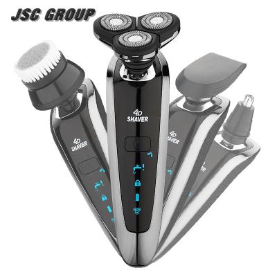 China Wholesale Cordless Triple 4 Blade In Nose Bald Shaver -1 Sideburns USB Electric Shaver Rechargeable Facial Cleaning Fusher For Men for sale