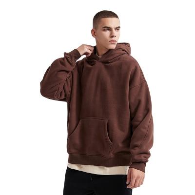 China Anti-wrinkle Men's 100% cotton thick heavy french terry high quality blank oversized streetwear custom logo pullover hoodies for sale