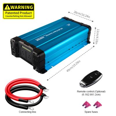 China 3000W/3kw 3000 Watt 12V/24V/48V DC to AC 110V/120V/220V/230V Pure Sine Wave Solar Power Inverter 442.2*261.3*112.7mm for sale