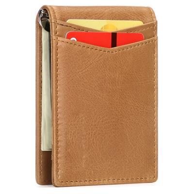 China Fashion Hot Sales Fashion Simplicity Fashion RFID Coin Clip Genuine Leather Wallet Card Cash Money Key for sale