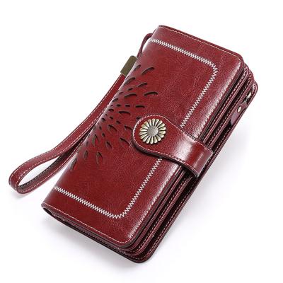 China Hot Sales Anti-theft Fashion RFID Leather Ladies Large Wallet Handbag Decorative Pattern Shape for sale