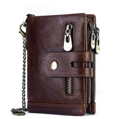 China 2022 Hot Sales Crazy Horse Large Capacity RFID Anti-theft Luxury Leather Brush Anti-theft Men's Wallet for sale