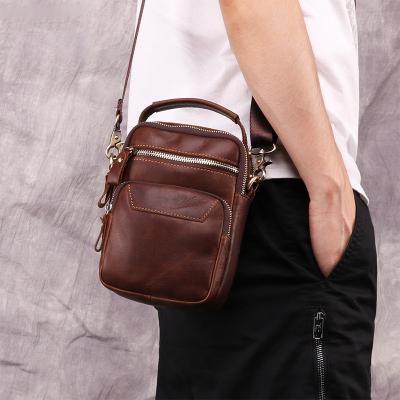 China New Arrival Large Capacity Leisure Outdoor Leather Single Shoulder Luxury Water Resistant Cross - Retro Body Bags For Men for sale