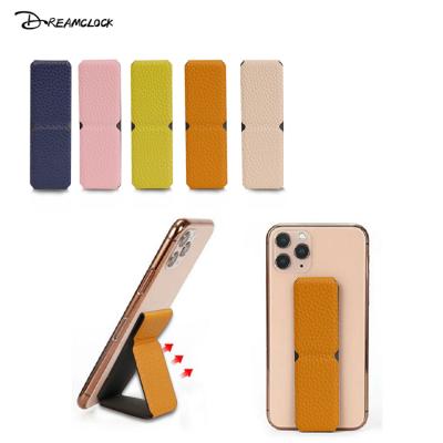 China Cute Cunstomizabe Adjustable PU Leather Flexible Durable Accept Pattern Printing Mobile Phone Holder for sale