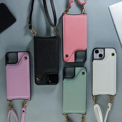 China Wholesale Fashion Waterproof Leather Mobile Phone Cases Luxury Lift Rope Cover For Iphone 13 12 pro max for sale