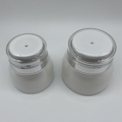 China Non Spill Cosmetic Airless Mason Jar 30g /1oz Double Wall Wholesale High End Plastic Women Face Cream Containers for sale