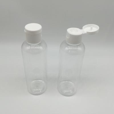 China Non Spill Clear 100ml Cylinder Pet Body Lotion Bottle With White Flip Caps For Women Ready Move Stock for sale