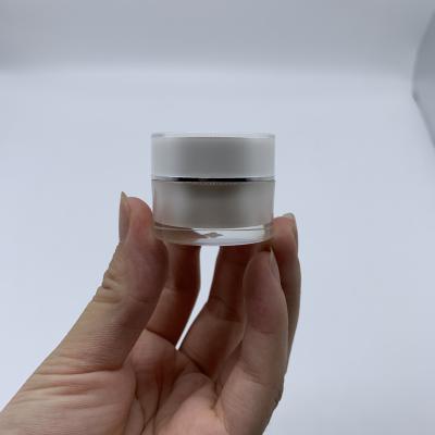 China Non Spill Small Round 5g Double Wall Acrylic Cosmetic Sample Eye Cream Jar Packaging / 5ml Eyeshadow Power Container for sale