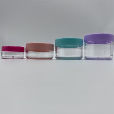 China Non Spill 3g 5g 10g 15g 20g Plastic Round Small Cosmetic Jar PS With Colorful Caps For Personal Care Products for sale