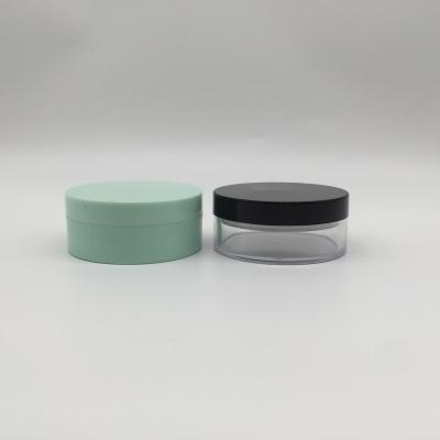 China Non Spill Small Round 10g Loose Power Jar Clear With Black Cap For Cosmetic Makeup for sale