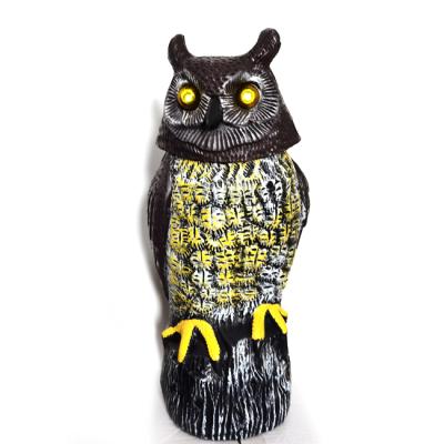 China Art Decor Pest Repellent Solar Powered Eyes Glow And Sounded Plastic Owl Decoy To Scare Bird Owl Crow Bird Scare Plastic F for sale