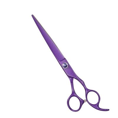 China Stocked Screw 440C Grooming Scissors Ball Bearing Pet Scissors 7.5 Inch Purple Nut Dog Scissors Diamonds for sale