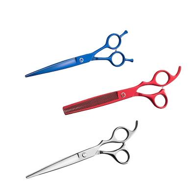 China Viable Pet Grooming Shears SUS440C Dog Scissors 7 8 9 Inch Dog Scissors Kit Thinning Curved Scissors for sale