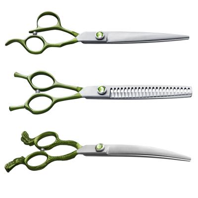 China Sustainable Pet Scissors Set Stainless Steel Grooming Shears SUS440C Textured Dog Scissors Kit With Teflon Plating for sale