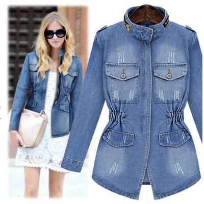 China Fashion anti-shrink women's long sleeve lattice jacket quality winter ladies jeans coat wholesale 2021 for sale