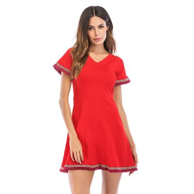 China Celebrity Anti-Static Dress Nightgown Short Sleeve Quality Suit Women Designer One Piece Office Clothes Fashion Red Career Dresses for sale