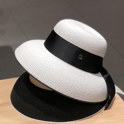 China 2021 All-match French Fashion Female Hepburn Hat Retro Straw Hat Strappy Korean Casual Satins for sale