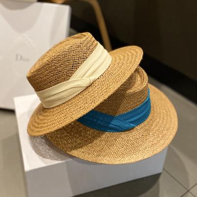 China 2021Manufacturers Stylish Selling Straw Hat Summer Sun-shading Sun-shading Top Hat Fashion All-match Flat Top Women for sale