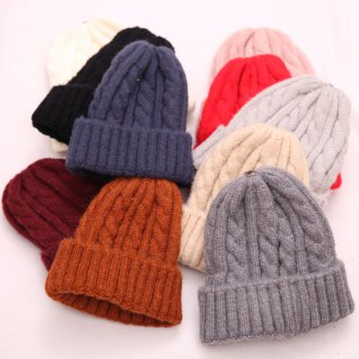 China COMMON Winter Unisex Wool Knitted Beanie Hat Soft Warm High Quality Cable Knit Plain Beanies For Women Factory Wholesale for sale