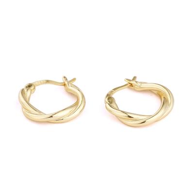 China TRENDY Minimalist Design Jewelry 18K Gold Plated Twisted Circle Hoop Earrings 925 Sterling Silver Hoop Earrings For Women for sale