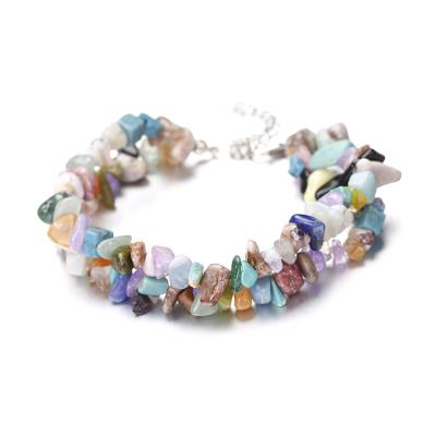 China FASHIONABLE Colorful Natural Anklet Double Layer Bracelet Rough Stone Agate Bracelet Chain Bracelet for sale