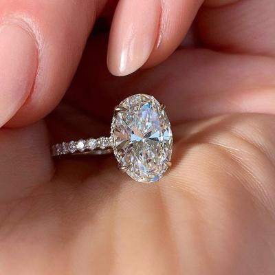 China Best Selling FASHIONABLE Oval Cubic Zirconia Crystal Engagement Wedding Ring Sparkling Full Rhinestone Amazon Wedding Rings for sale