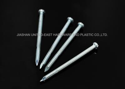 China 1 Inch Concrete Steel Nails , Grooved Shank Hard Zinc Plated Nails For Construction for sale