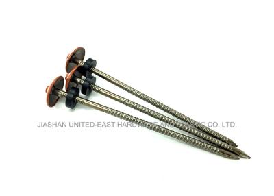 China Umbrella Head Roofing Nails Stainless Steel Bend Resistance Ring Shank Nails for sale