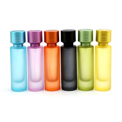 China Cosmetic Luxury Perfume Bottle For Women Frosted Custom 30ml Screw Cap Glass Multiple Color Perfume Bottle For Packaging for sale