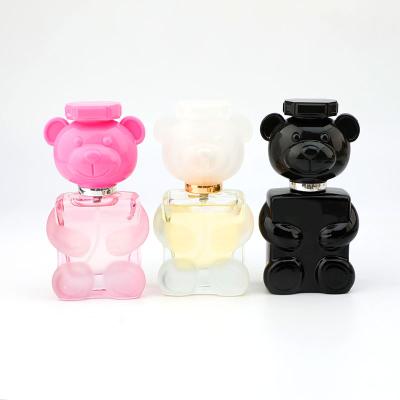 China 2022 Recyclable Luxury Perfume Bottle Packaging 30ml Sample Bear Perfume Glass Bottle Custom Empty Pink Square Spray for sale