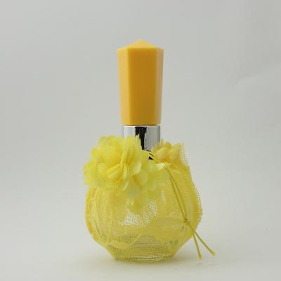 China Personal Care Glass Empty Perfume Bottles With Lace Wrap For Women Multiple Color for sale