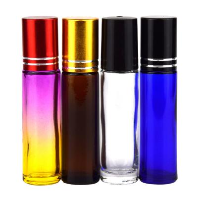 China 10ml Recyclable Glass Perfume Roll-on Essential Oil Bottle Sub-bottling Variety of Colored Smearable Cosmetic Bottles for sale