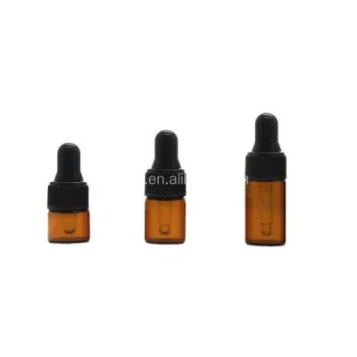 China 1ML 2ML 3ML Amber Glass Essential Oil Bottles Cosmetic Sample and Observed Dropper for sale