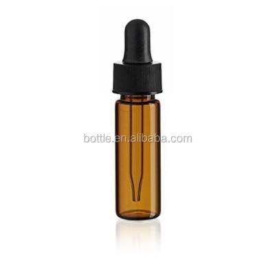 China Cosmetic 1 Dram 1/8 Ounce Amber Glass Vials with Bulb Straight Black Eye Glass Droppers for Essential Oils and Liquids for sale