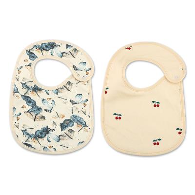 China Mushroom Free High Quality Custom Floral Butterfly Print Bib BPA Baby Eco Friendly Cotton Bibs For Baby for sale